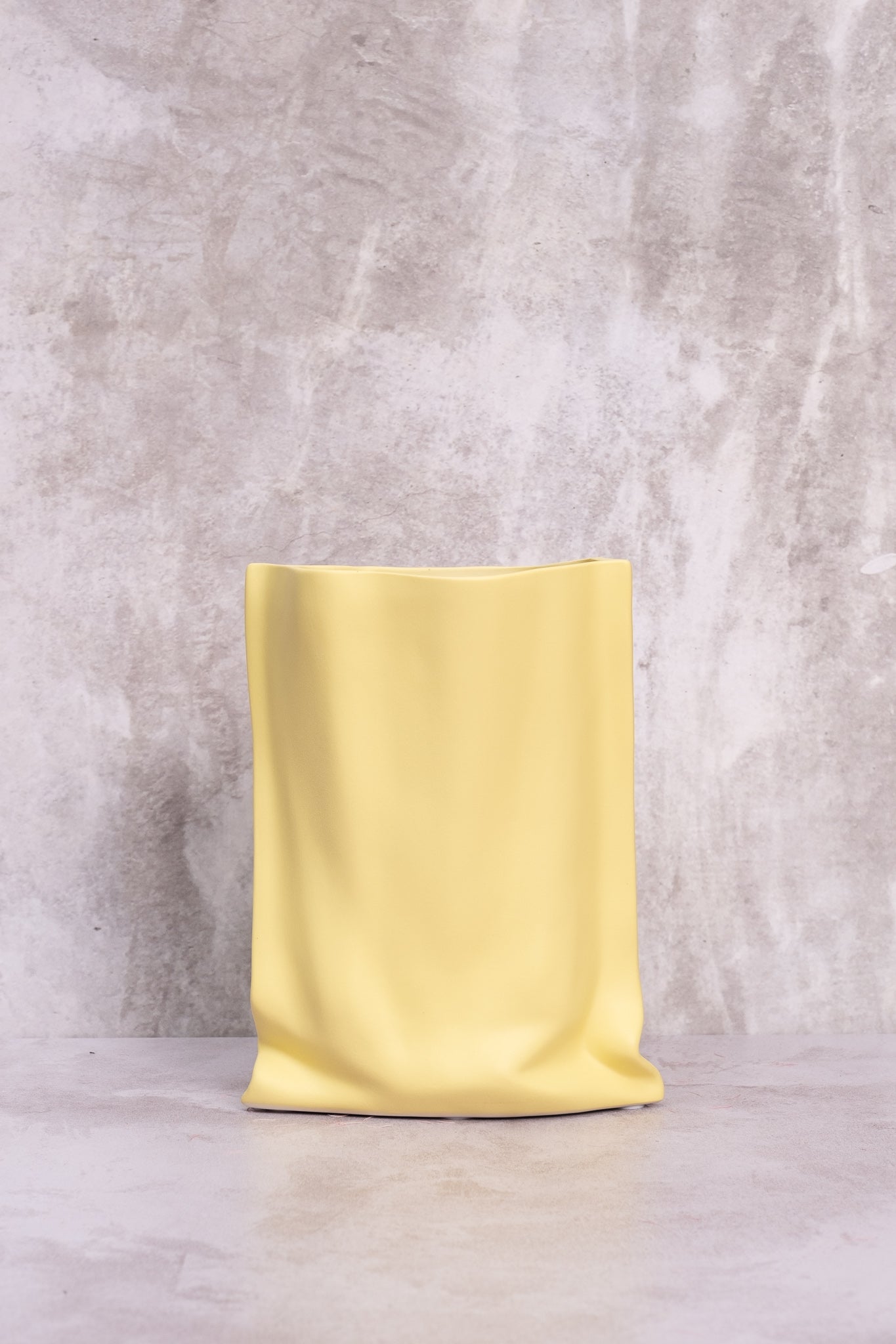 Yellow Paperbag Ceramic Vase (24cm)