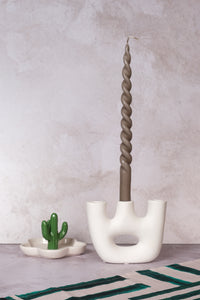 Duet White Avignon Ceramic Candlestick