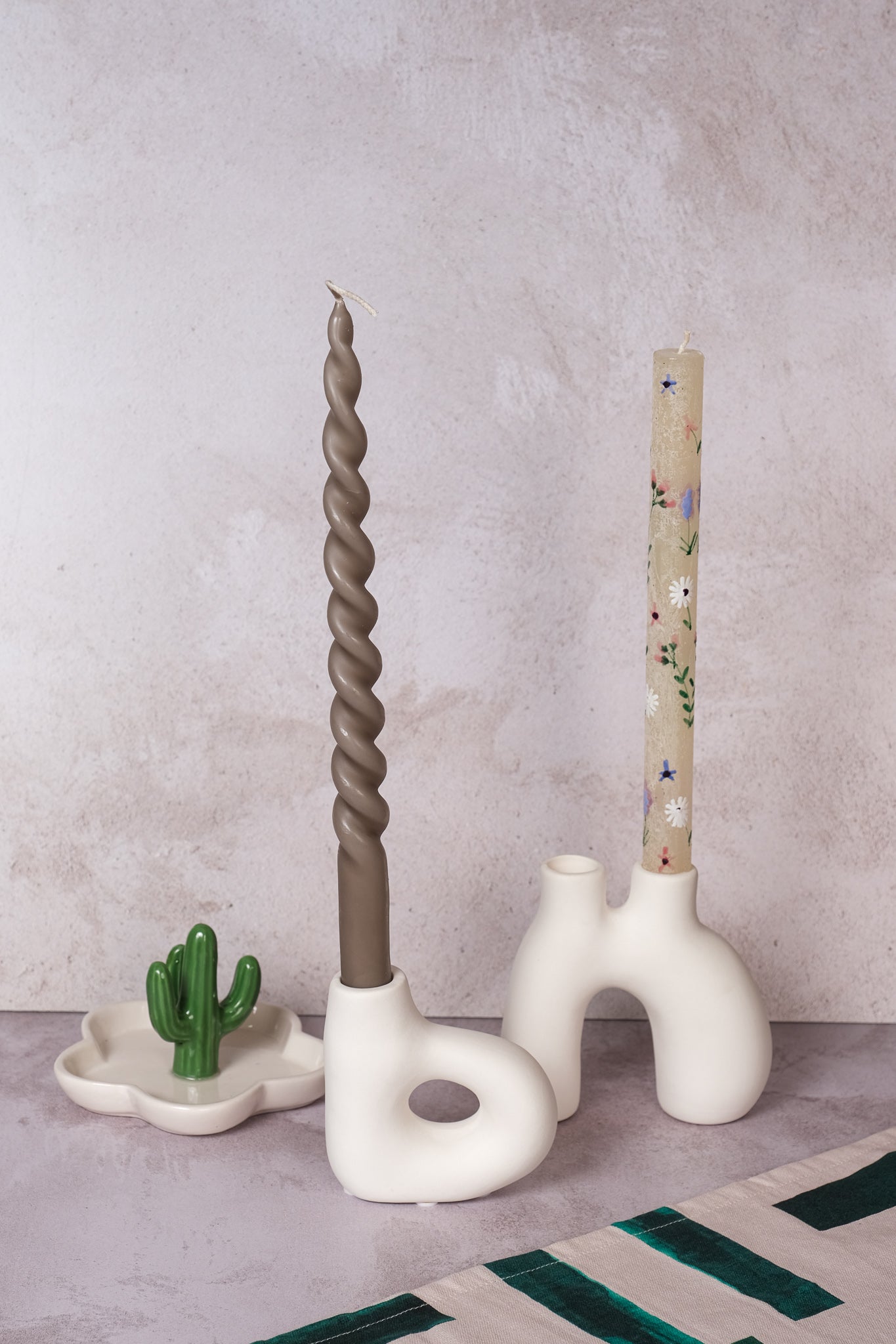 Single White Avignon Ceramic Candlestick (10cm)