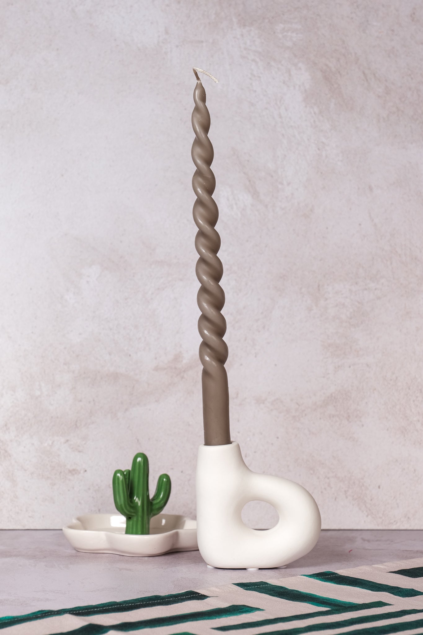 Single White Avignon Ceramic Candlestick (10cm)
