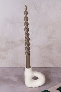 Single White Avignon Ceramic Candlestick (10cm)