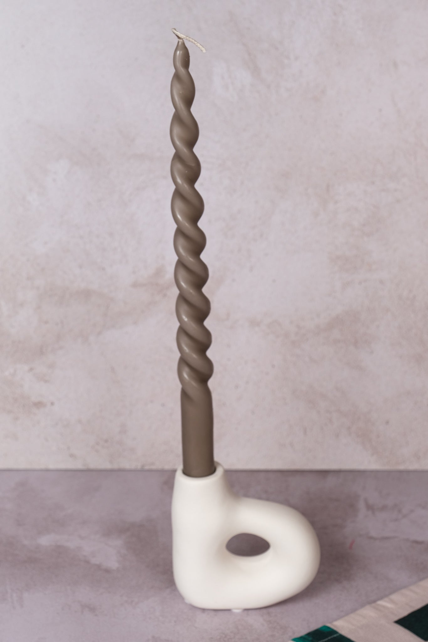 Single White Avignon Ceramic Candlestick (10cm)