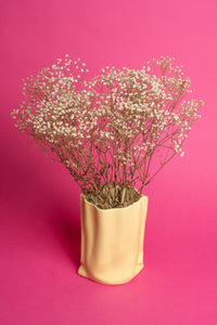 Yellow Paperbag Ceramic Vase (24cm)
