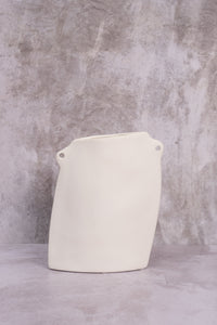 Flat White Nantes Ceramic Vase (21cm)