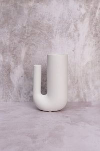 Smoky Sleek White Ceramic Vase