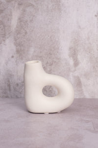 Single White Avignon Ceramic Candlestick (10cm)