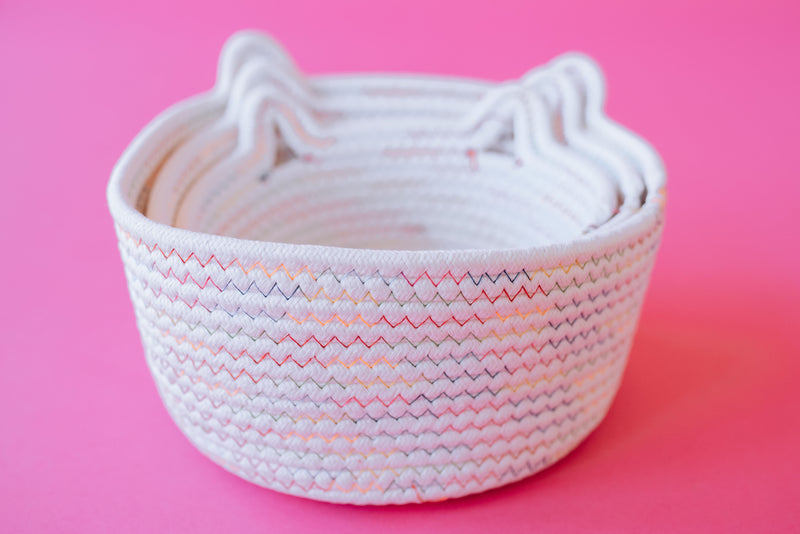 Rainbow Woven Basket (Small)(19cm x 9cm)